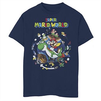 Boys 8-20 Super Mario World Yoshi & Mario Around The World Tee