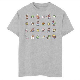 Boys 6-20 Nintendo Super Mario Bros. 16-Bit Symbol Grid Tee