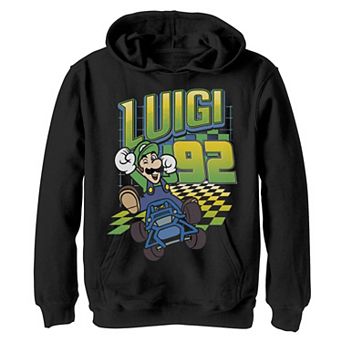 Boys 8-20 Nintendo Mario Kart Luigi Neon Checkered 92 Hoodie