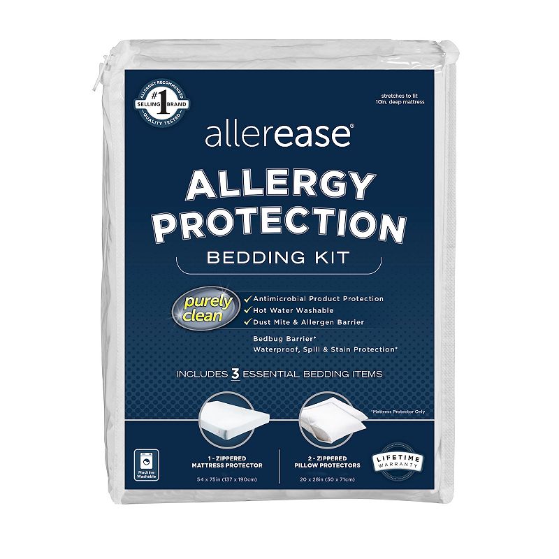 Allerease Allergy Protection Bedding Kit, White, Queen