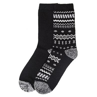 Women's Cuddl Duds® 2-Pack Plushfill* Geometric Fair Isle & Solid Crew Socks
