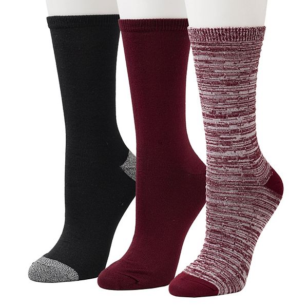 Women's Cuddl Duds® 3Pack Plushfill* Midweight Space Dye Crew Socks