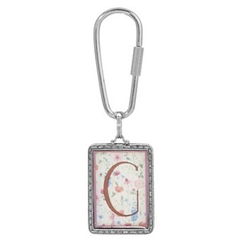 1928 Floral Motif Initial Key Chain
