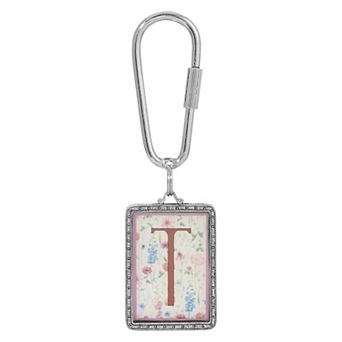 1928 Floral Motif Initial Key Chain