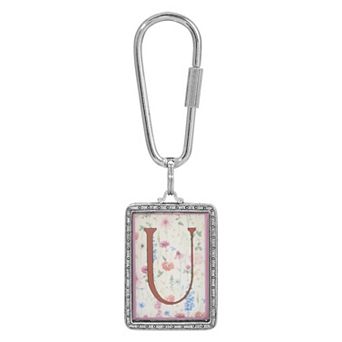 1928 Floral Motif Initial Key Chain
