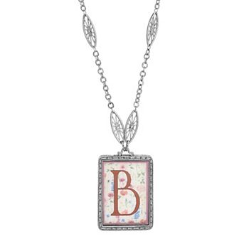 1928 Floral Motif Initial Pendant
