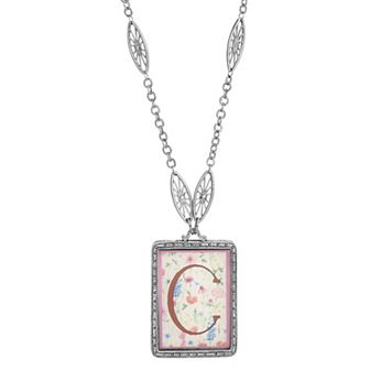 1928 Floral Motif Initial Pendant
