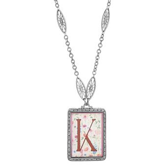 1928 Floral Motif Initial Pendant