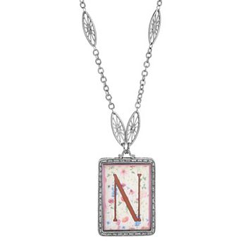 1928 Floral Motif Initial Pendant