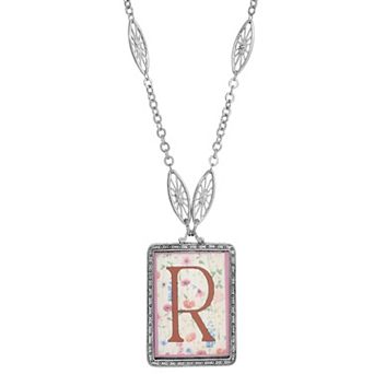 1928 Floral Motif Initial Pendant