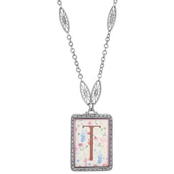 1928 Floral Motif Initial Pendant