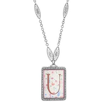 1928 Floral Motif Initial Pendant