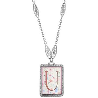 1928 Floral Motif Initial Pendant