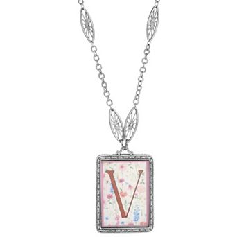 1928 Floral Motif Initial Pendant