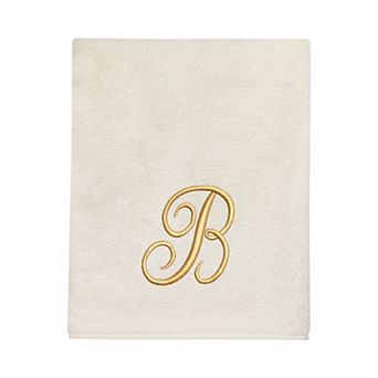 Avanti Premier Ivory/Gold Script Monogram Bath Towel