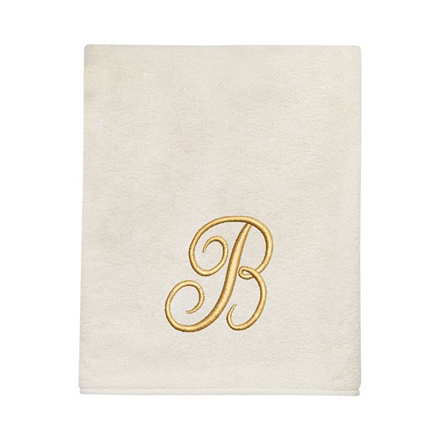 Avanti Premier Ivory Gold Script Monogram Bath Towel