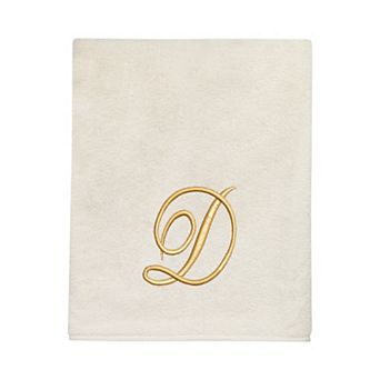 Avanti Premier Ivory/Gold Script Monogram Bath Towel