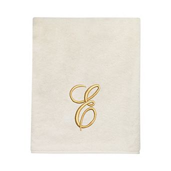 Avanti Premier Ivory/Gold Script Monogram Bath Towel