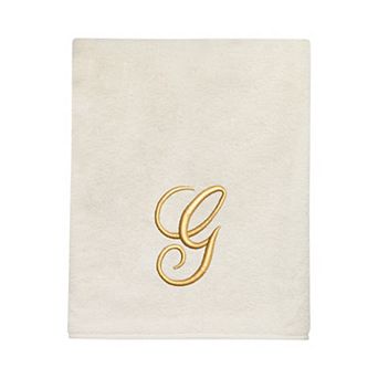 Avanti Premier Ivory/Gold Script Monogram Bath Towel