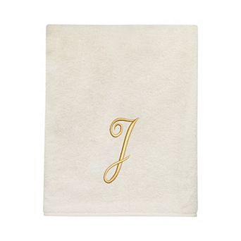 Avanti Premier Ivory/Gold Script Monogram Bath Towel