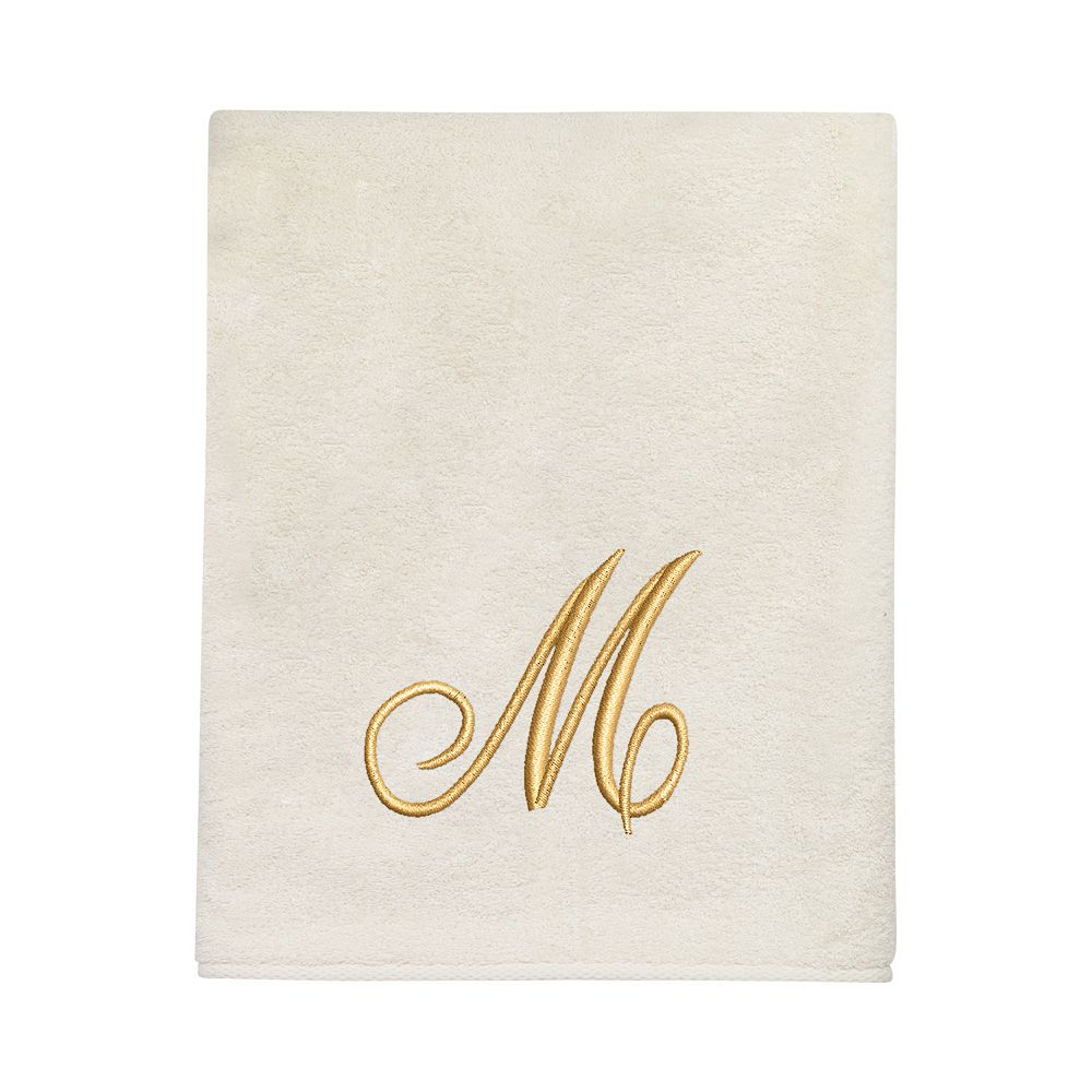 Avanti Premier Ivory/Gold Script Monogram Bath Towel - M