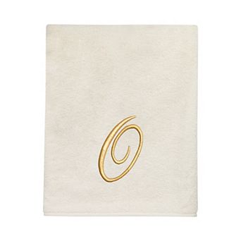 Avanti Premier Ivory/Gold Script Monogram Bath Towel