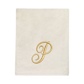 Avanti Premier Ivory/Gold Script Monogram Bath Towel