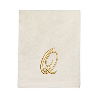 Avanti Premier Ivory/Gold Script Monogram Bath Towel