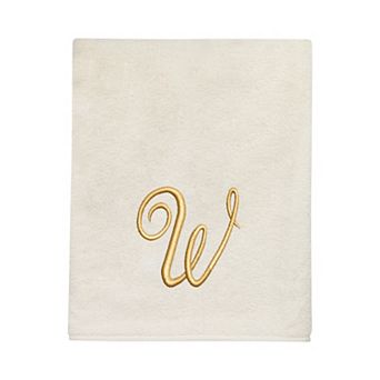 Avanti Premier Ivory/Gold Script Monogram Bath Towel