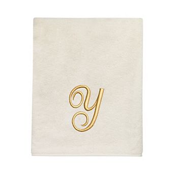 Avanti Premier Ivory/Gold Script Monogram Bath Towel