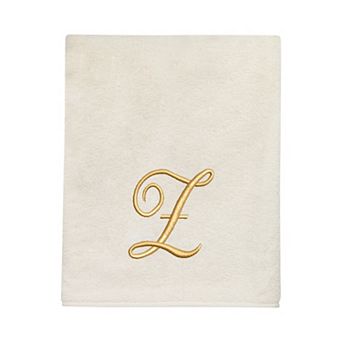 Avanti Premier Ivory/Gold Script Monogram Bath Towel