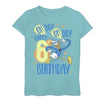 Disney's Donald Duck Girls 4-16 Happy 6th Birthday Oh Boy Oh Boy Graphic Tee