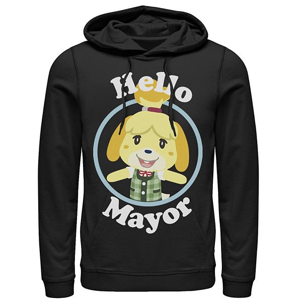 Men s Animal Crossing Isabelle Hello Mayor Portrait Hoodie