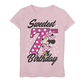 Disney's Minnie Mouse Girls 4-16 Pink Polka Dot Sweetest 7th Birthday Graphic Tee