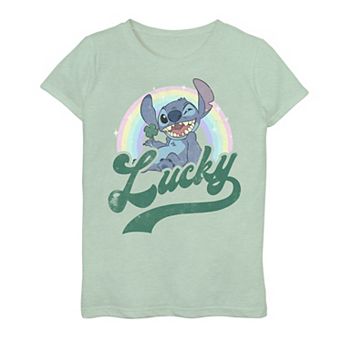 Disney's Lilo & Stitch Girls 4-16 St. Patty's Lucky Rainbow Portrait Graphic Tee