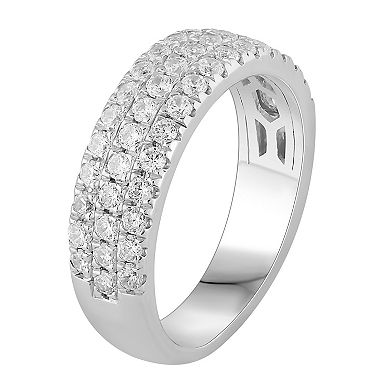 Platinum 1 Carat T.W. Diamond 3-Row Anniversary Band