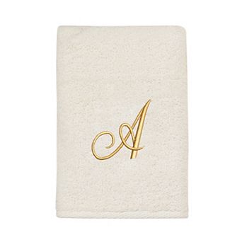 Avanti Premier Ivory/Gold Script Monogram Hand Towel