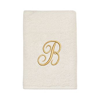 Avanti Premier Ivory/Gold Script Monogram Hand Towel