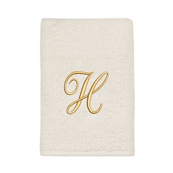 Avanti Premier Ivory/Gold Script Monogram Hand Towel