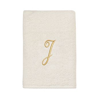 Avanti Premier Ivory/Gold Script Monogram Hand Towel