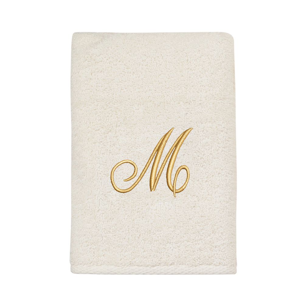 Avanti Premier Ivory/Gold Script Monogram Hand Towel - F