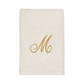 Avanti Premier Ivory/Gold Script Monogram Hand Towel
