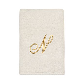 Avanti Premier Ivory/Gold Script Monogram Hand Towel