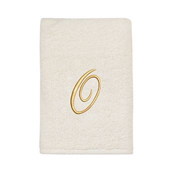 Avanti Premier Ivory/Gold Script Monogram Hand Towel