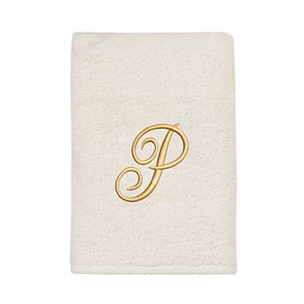 Avanti Premier Ivory/Gold Script Monogram Hand Towel