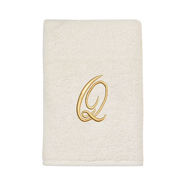 Avanti Premier Ivory Gold Script Monogram Hand Towel