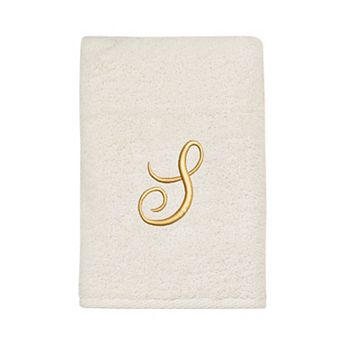 Avanti Premier Ivory/Gold Script Monogram Hand Towel