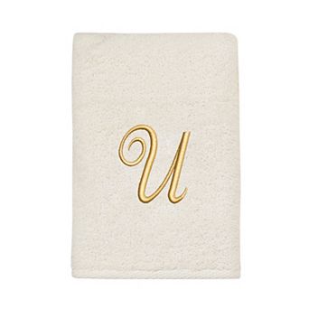 Avanti Premier Ivory/Gold Script Monogram Hand Towel