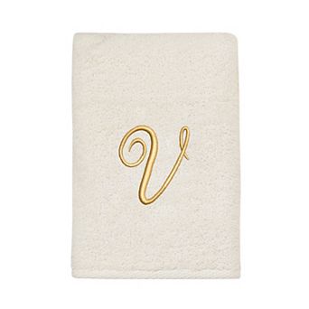 Avanti Premier Ivory/Gold Script Monogram Hand Towel