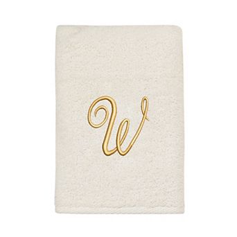 Avanti Premier Ivory/Gold Script Monogram Hand Towel